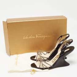 Salvatore Ferragamo Black/White PVC and Leather Arsina Sandals Size 36.5