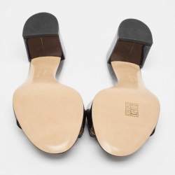 Pre Owned Salvatore Ferragamo Black Patent Leather Vara Bow Wedge Sandals Size 38