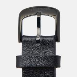 Pre Owned Salvatore Ferragamo Black PVD Coated Stainless Steel Leather Curve SFK300423 Women's Wristwatch 23 mm