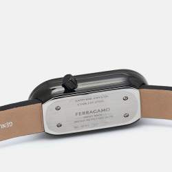 Pre Owned Salvatore Ferragamo Black PVD Coated Stainless Steel Leather Curve SFK300423 Women's Wristwatch 23 mm