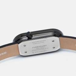 Pre Owned Salvatore Ferragamo Black PVD Coated Stainless Steel Leather Curve SFK300423 Women's Wristwatch 23 mm