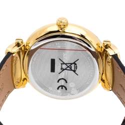 Pre Owned Salvatore Ferragamo Pink Mother Of Pearl Gold Plated Stainless Steel Leather Diamond Style SFDM Women's Wristwatch 34 mm