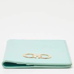 Pre Owned Salvatore Ferragamo Green Leather Passport Holder