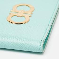 Pre Owned Salvatore Ferragamo Green Leather Passport Holder