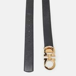 Salvatore Ferragamo Black/Burgundy Leather Gancini Buckle Reversible Cut to Size Belt
