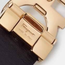 Salvatore Ferragamo Black/Burgundy Leather Gancini Buckle Reversible Cut to Size Belt