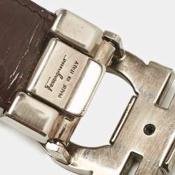 Salvatore Ferragamo Black/Brown Leather Gancini Buckle Reversible Cut to Size Belt