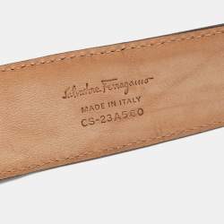 Pre Owned Salvatore Ferragamo Black Leather Metal Bow Belt 90CM