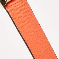 Pre Owned Salvatore Ferragamo Orange/Black Leather Gancini Buckle Reversible Cut to Size Belt