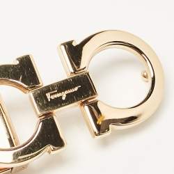 Pre Owned Salvatore Ferragamo Orange/Black Leather Gancini Buckle Reversible Cut to Size Belt