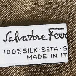 Salvatore Ferragamo Green Floral and Fruit Print Silk Scarf