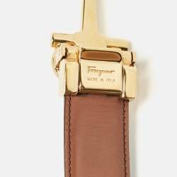 Pre Owned Salvatore Ferragamo Black/Brown Glossy Leather Double Gancini Reversible Cut to Size Belt
