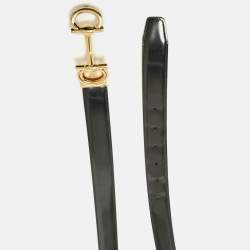 Pre Owned Salvatore Ferragamo Black/Brown Glossy Leather Double Gancini Reversible Cut to Size Belt