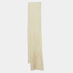 Salvatore Ferragamo Cream Silk Wool Gancini Scarf