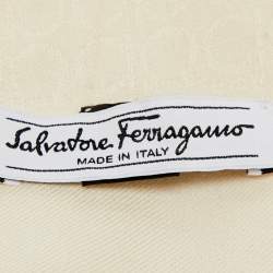 Salvatore Ferragamo Cream Silk Wool Gancini Scarf