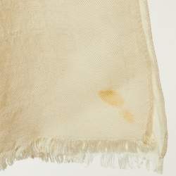Salvatore Ferragamo Cream Silk Wool Gancini Scarf