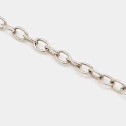 Salvatore Ferragamo Hearts Crystals Silver Tone Necklace