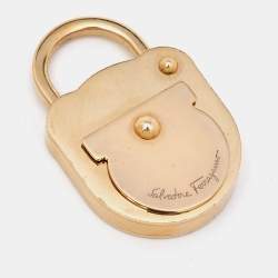 Salvatore Ferragamo Lock and Key Gold Tone Pendant 