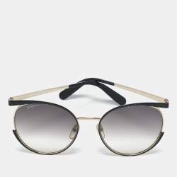 Pre Owned Salvatore Ferragamo Black/Gold Gradient SF 165 S Cat Eye Sunglasses