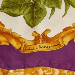 Salvatore Ferragamo Purple Floral Print Silk Scarf
