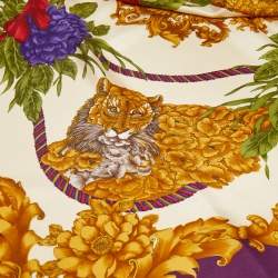 Salvatore Ferragamo Purple Floral Print Silk Scarf