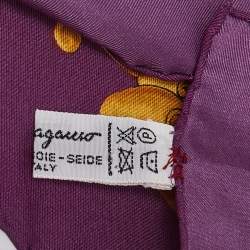 Salvatore Ferragamo Purple Floral Print Silk Scarf