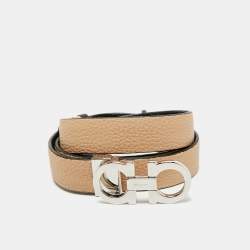 Salvatore Ferragamo Black/Beige Gancini Cut to Size Reversible Belt