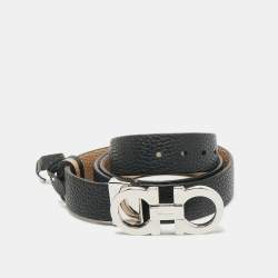Salvatore Ferragamo Black/Beige Gancini Cut to Size Reversible Belt