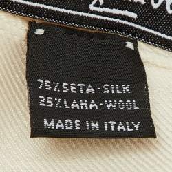 Pre Owned Salvatore Ferragamo Cream Gancini Pattern Silk & Wool Scarf