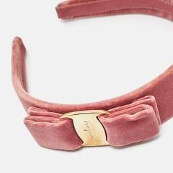 Pre Owned Salvatore Ferragamo Velvet Gold Tone Head Band