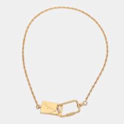 Pre Owned Salvatore Ferragamo Gold Tone Lock Pendant Necklace 
