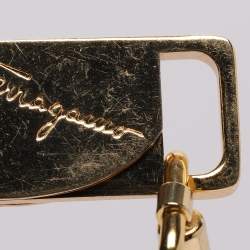 Pre Owned Salvatore Ferragamo Gold Tone Lock Pendant Necklace 