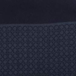 Pre Owned Salvatore Ferragamo Navy Blue Gancini Wool Muffler 