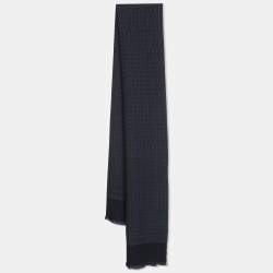 Pre Owned Salvatore Ferragamo Navy Blue Gancini Wool Muffler 