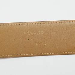Pre Owned Salvatore Ferragamo Brown Ostrich Leather Gancini Buckle Belt 75CM