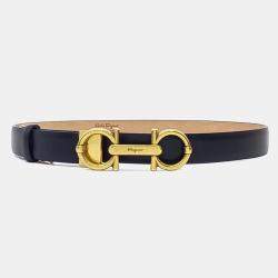 Pre Owned Salvatore Ferragamo Leather Black Gancini belt
