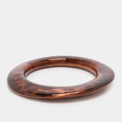 Pre Owned Salvatore Ferragamo Gold Leopard Print Resin Bangle