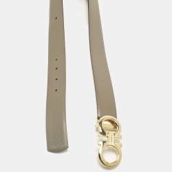 Pre Owned Salvatore Ferragamo Beige/Black Leather Gancini Cut to Size Reversible Belt