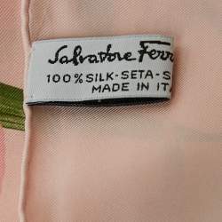 Pre Owned Salvatore Ferragamo Pink Floral Print Silk Square Scarf