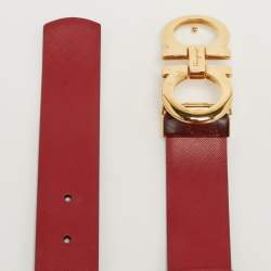 مملوكة مسبقًا Salvatore Ferragamo Gancini Cut to Size Reversible Buckle Belt Red/Black Leather