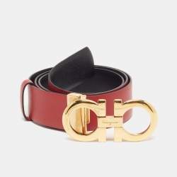 مملوكة مسبقًا Salvatore Ferragamo Gancini Cut to Size Reversible Buckle Belt Red/Black Leather