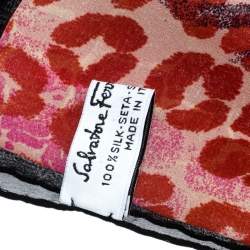 Pre Owned Salvatore Ferragamo Multicolor Animal Printed Silk Chiffon Square Scarf