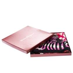 Pre Owned Salvatore Ferragamo Multicolor Animal Printed Silk Chiffon Square Scarf