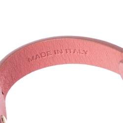 Salvatore Ferragamo Vara Bow Pink Leather Gold Tone Bracelet
