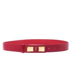 Pre Owned Salvatore Ferragamo Red Leather Belt Size 85CM