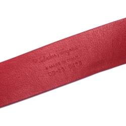 Pre Owned Salvatore Ferragamo Red Leather Belt Size 85CM