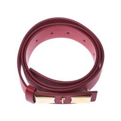Pre Owned Salvatore Ferragamo Red Leather Belt Size 85CM