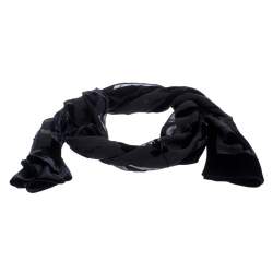 Salvatore Ferragamo Black Velvet Burnout Scarf