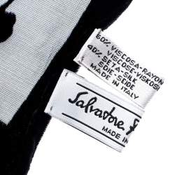 Salvatore Ferragamo Black Velvet Burnout Scarf