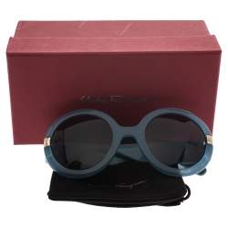 Salvatore Ferragamo Sky Blue/Black SF778S Round Sunglasses